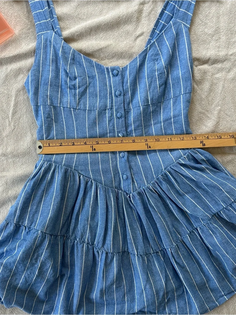 Stradivarius Corset Striped Mini Linen Cotton Blend Coastal Dress - Picture 11 of 13
